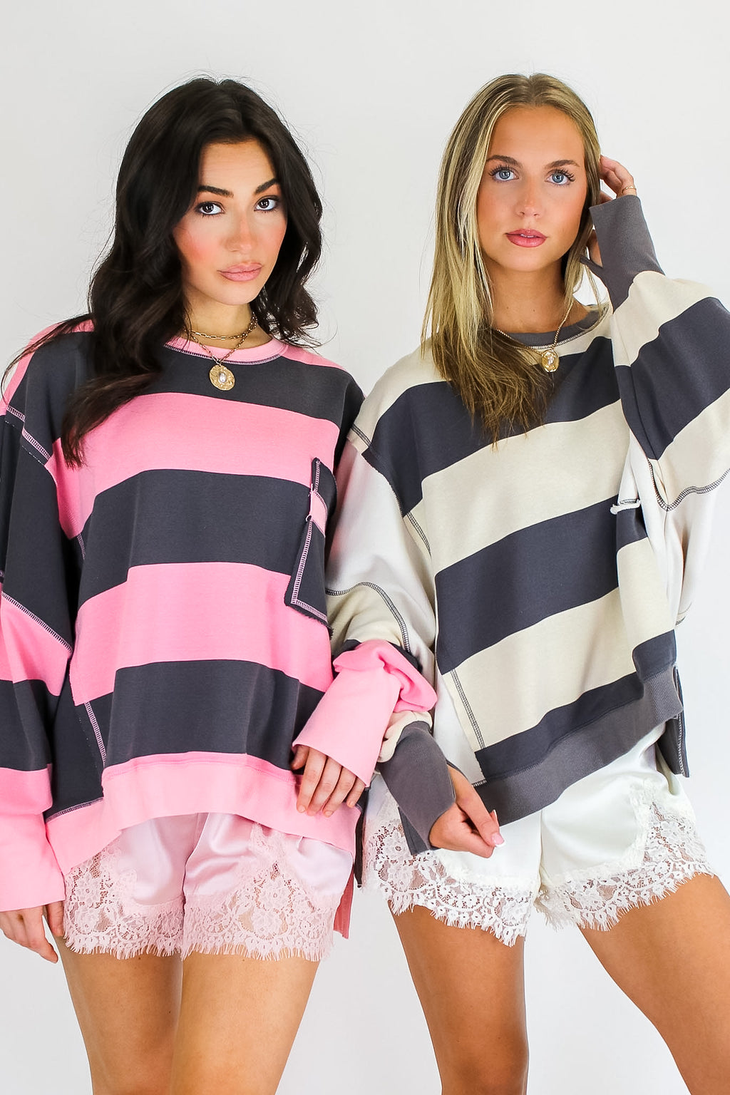 Parker Striped Oversized Sweatshirt - Madison and Mallory