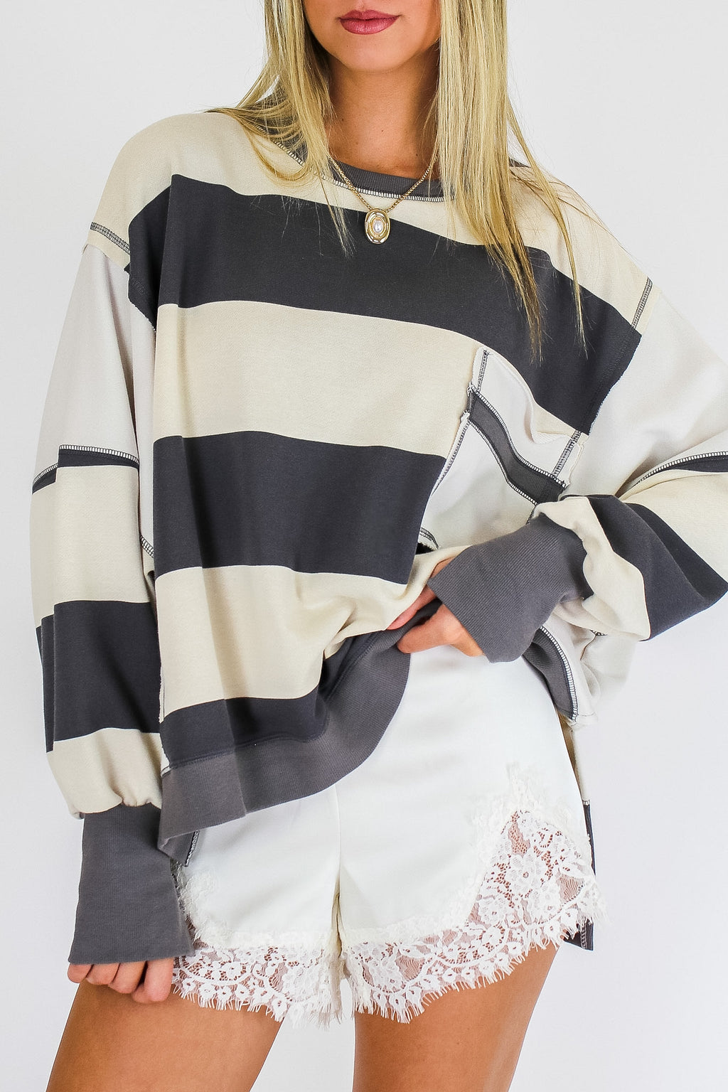 Parker Striped Oversized Sweatshirt - Madison and Mallory