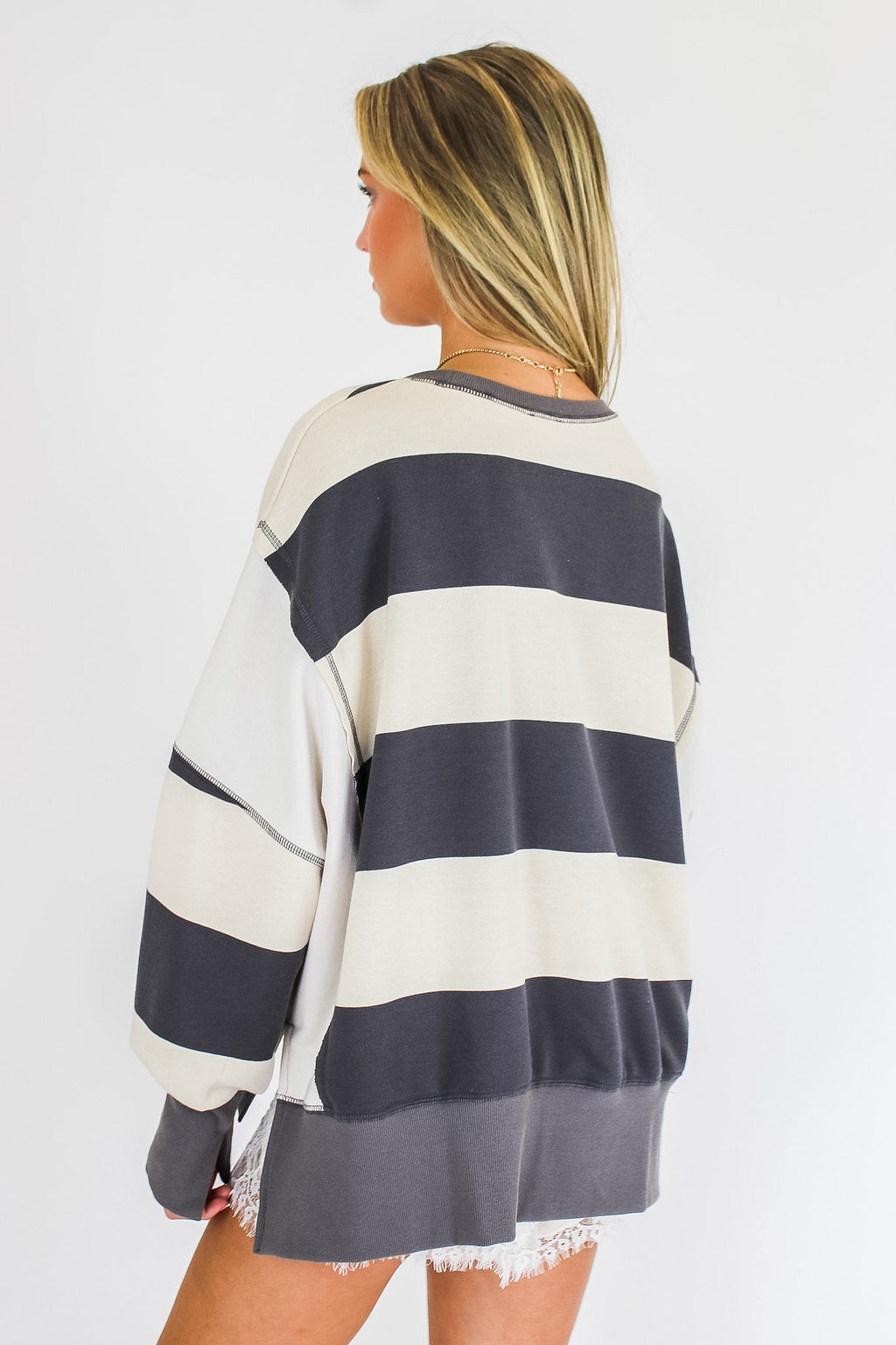 Parker Striped Oversized Sweatshirt - Madison and Mallory