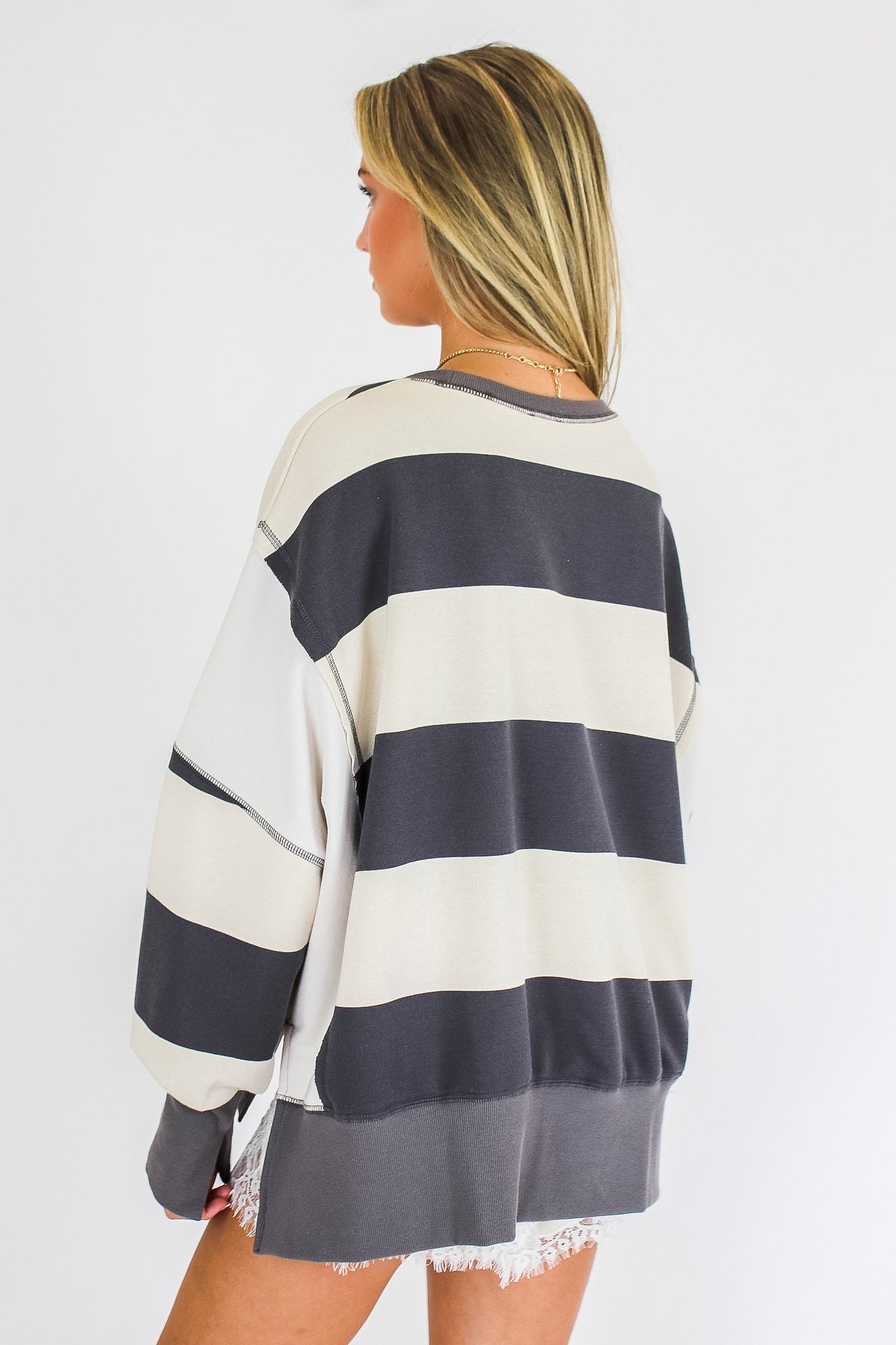 Parker Striped Oversized Sweatshirt - Madison and Mallory