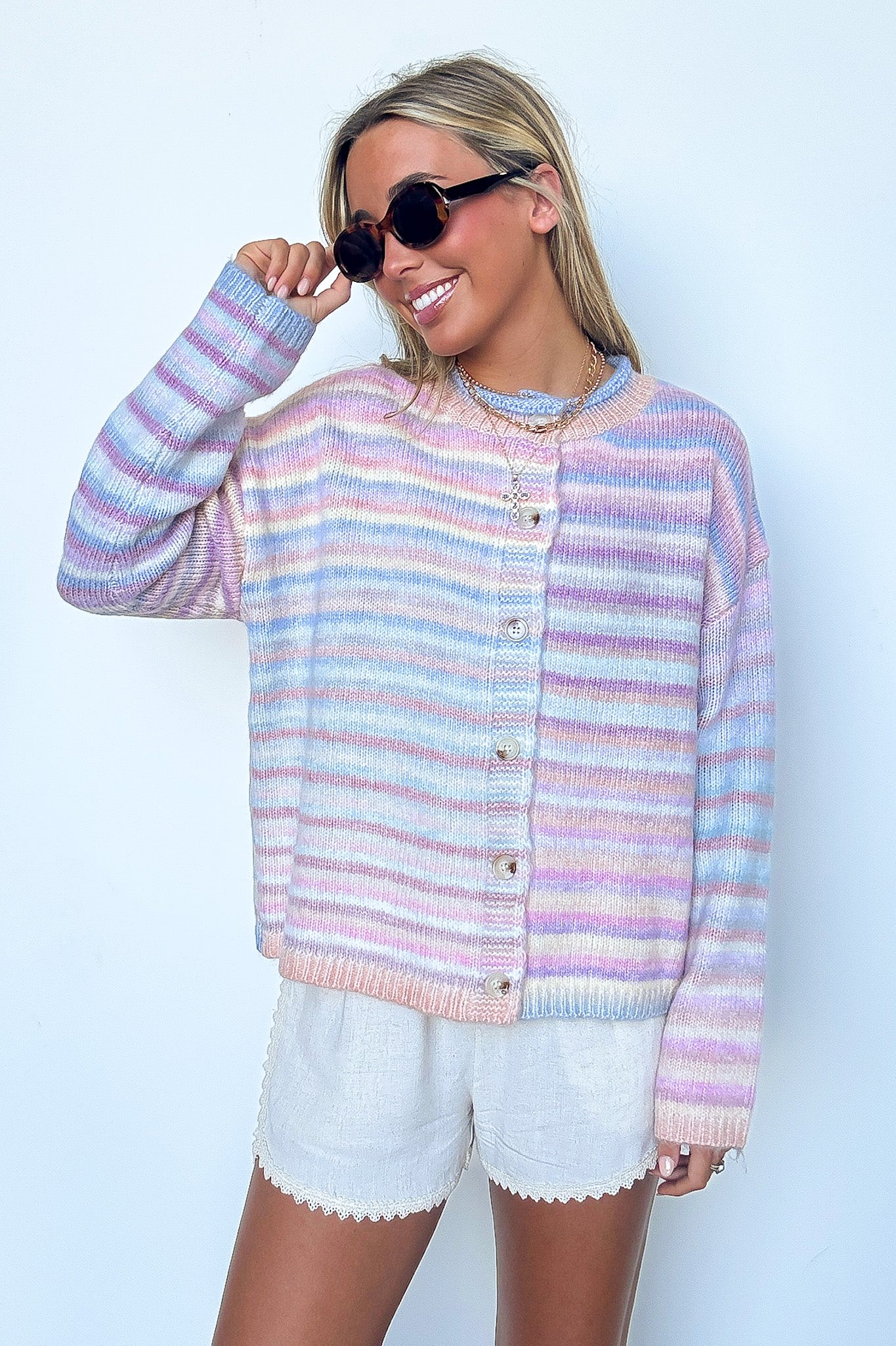 Pastel Prism Striped Knit Cardigan - Madison and Mallory