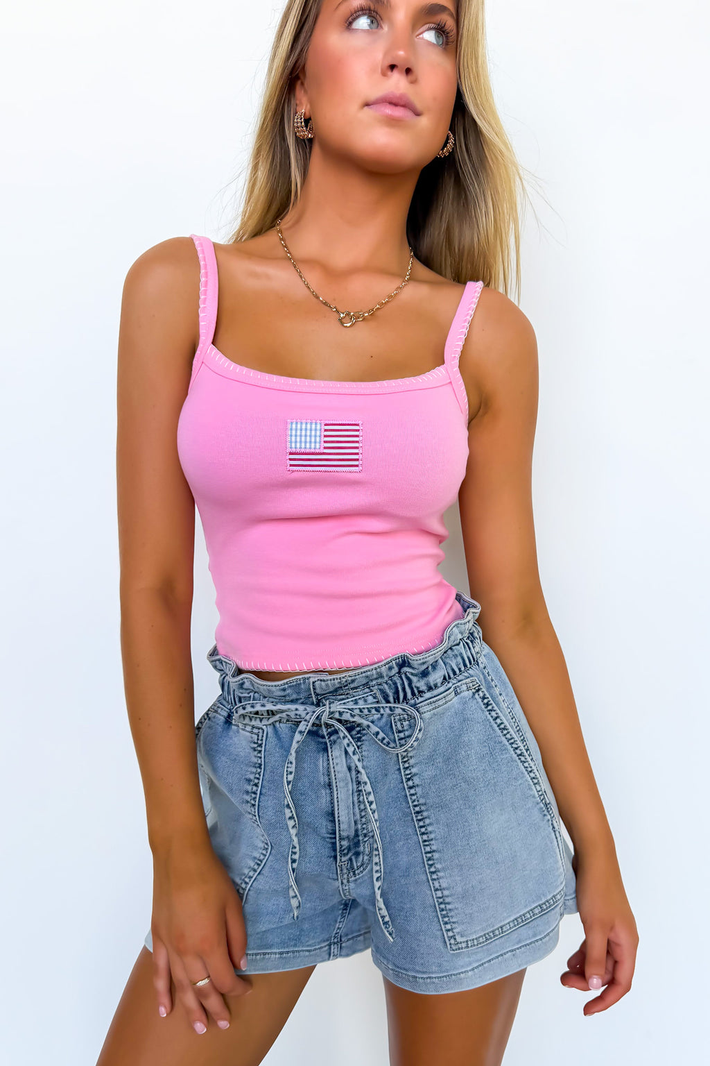 Pink / XS Patriot Pop American Flag Tank - Madison and Mallory