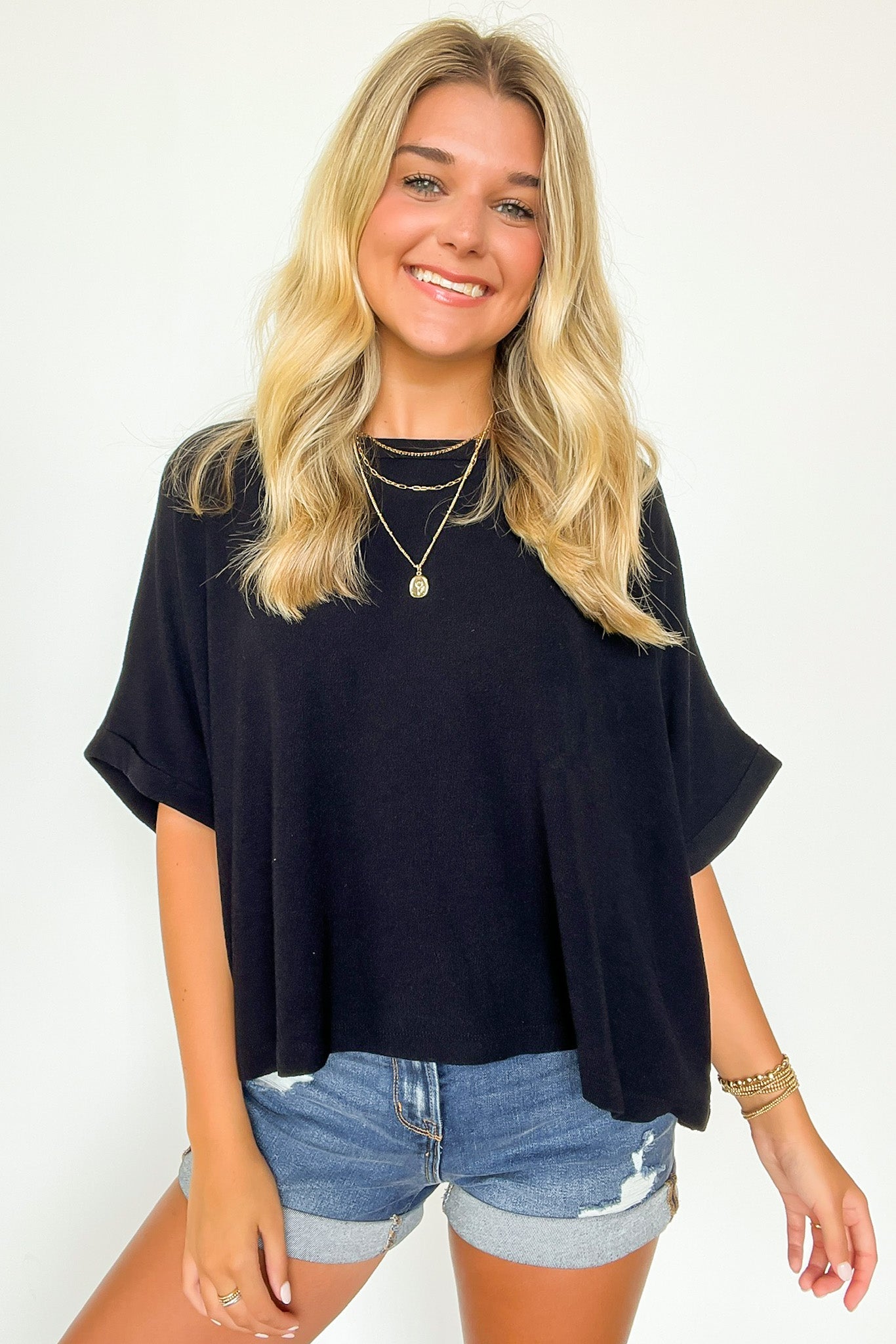 Paula Relaxed Cuffed Sleeve Top - FINAL SALE - Madison and Mallory