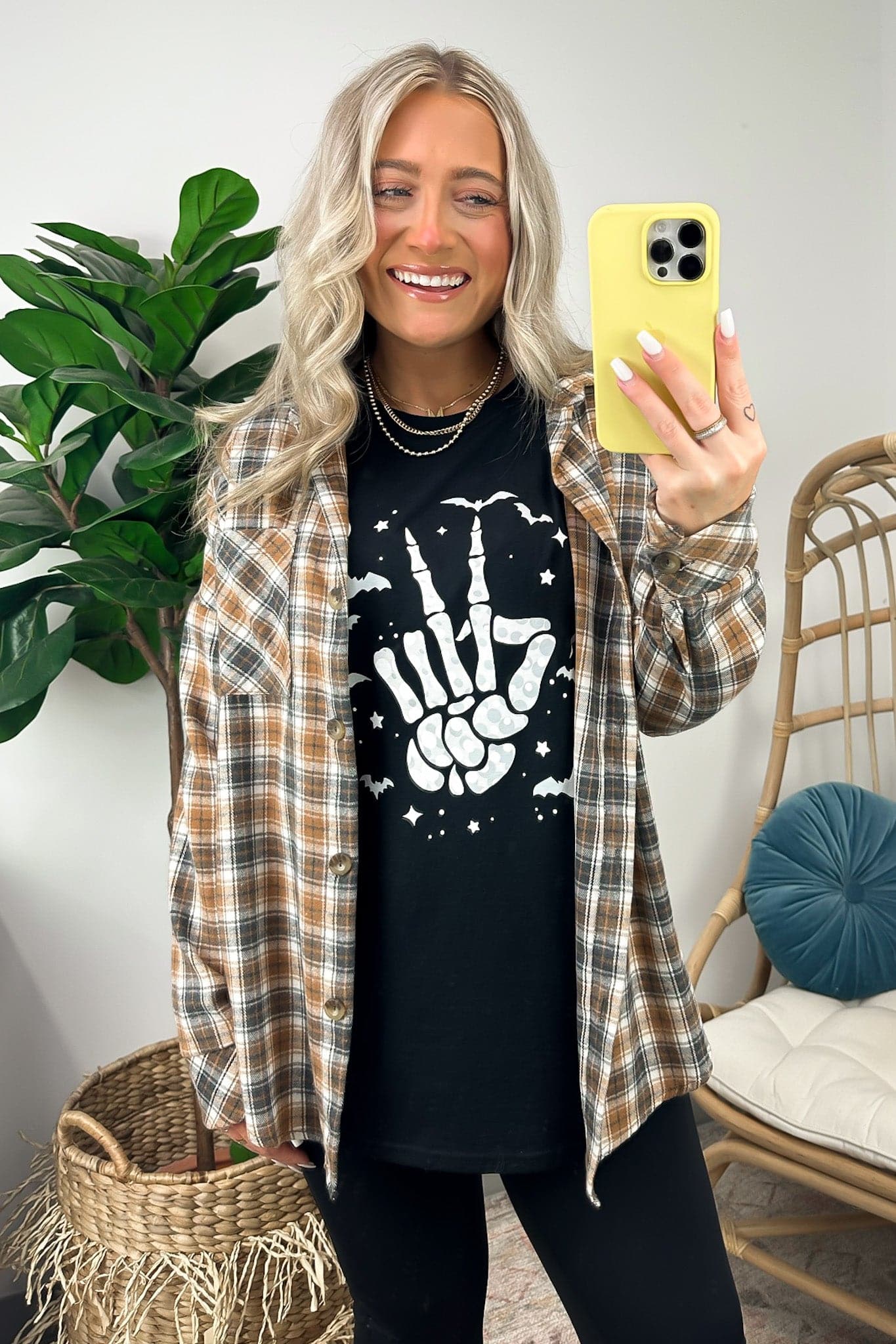  Peace Skeleton Hand Graphic Tee - BACK IN STOCK - Madison and Mallory