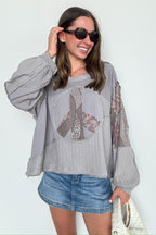 Peace Sign Patchwork Contrast Pullover - FINAL SALE - Madison and Mallory