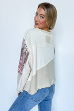 Peace Sign Patchwork Contrast Pullover - FINAL SALE - Madison and Mallory