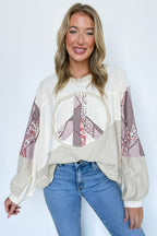 Milk / S Peace Sign Patchwork Contrast Pullover - FINAL SALE - Madison and Mallory