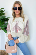 Peace Sign Patchwork Contrast Pullover - FINAL SALE - Madison and Mallory