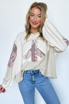 Peace Sign Patchwork Contrast Pullover - FINAL SALE - Madison and Mallory