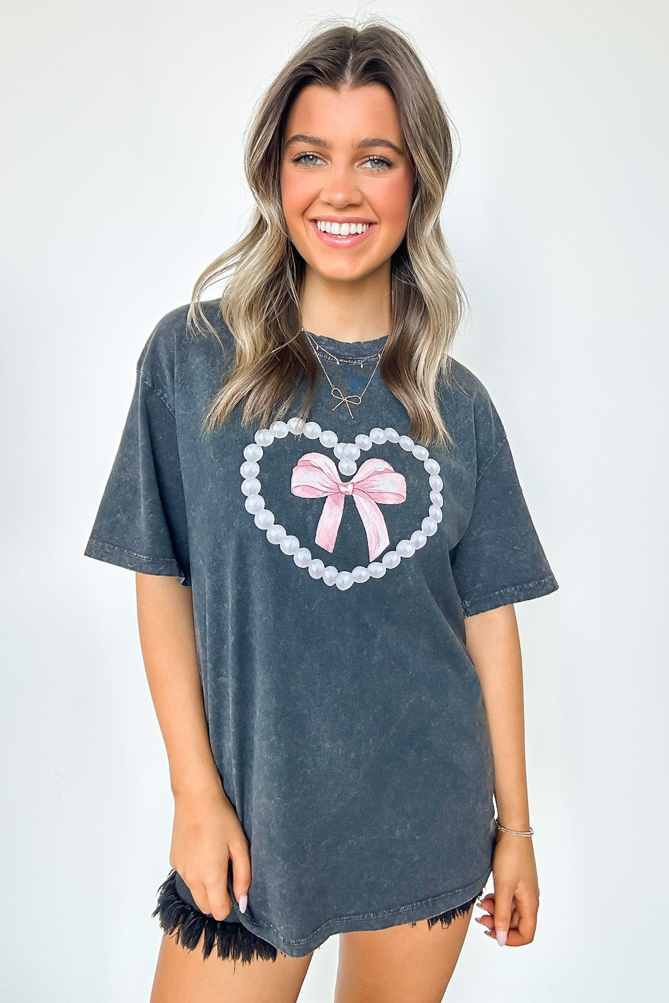  Pearls and Bows Vintage Graphic Tee - FINAL SALE - Madison and Mallory