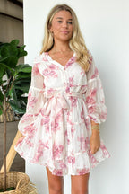 Ivory / S Perfect Concept Long Sleeve Floral Button Up Dress - FINAL SALE - Madison and Mallory