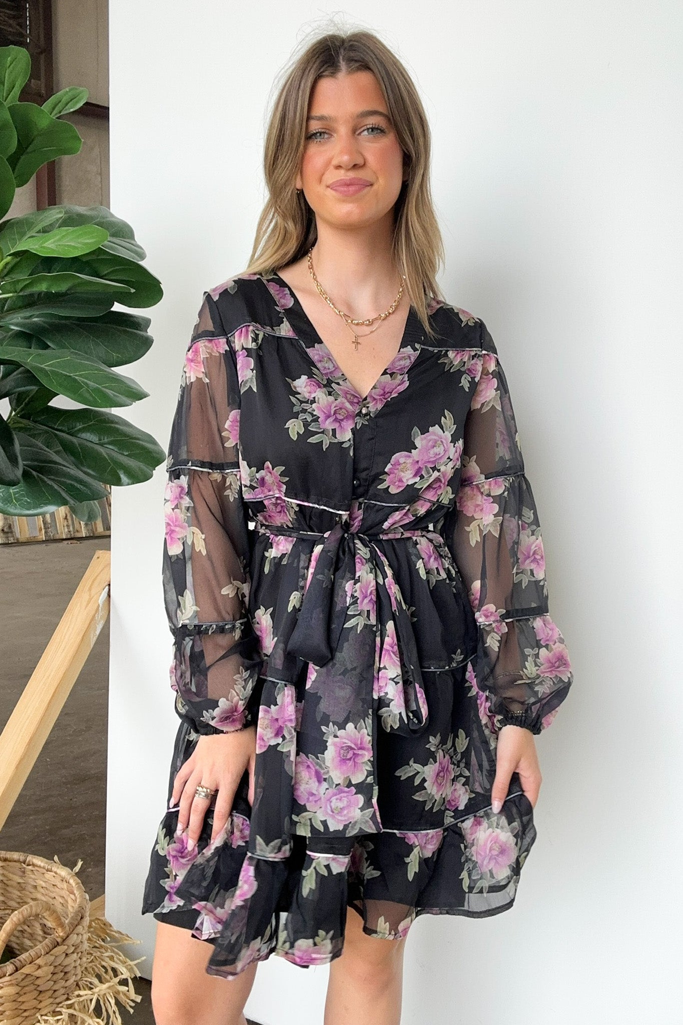  Perfect Concept Long Sleeve Floral Button Up Dress - Madison and Mallory