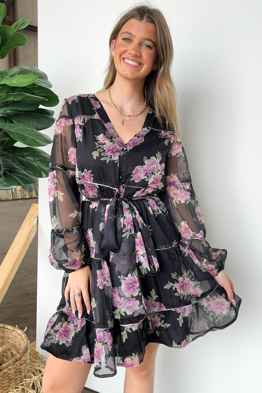  Perfect Concept Long Sleeve Floral Button Up Dress - Madison and Mallory