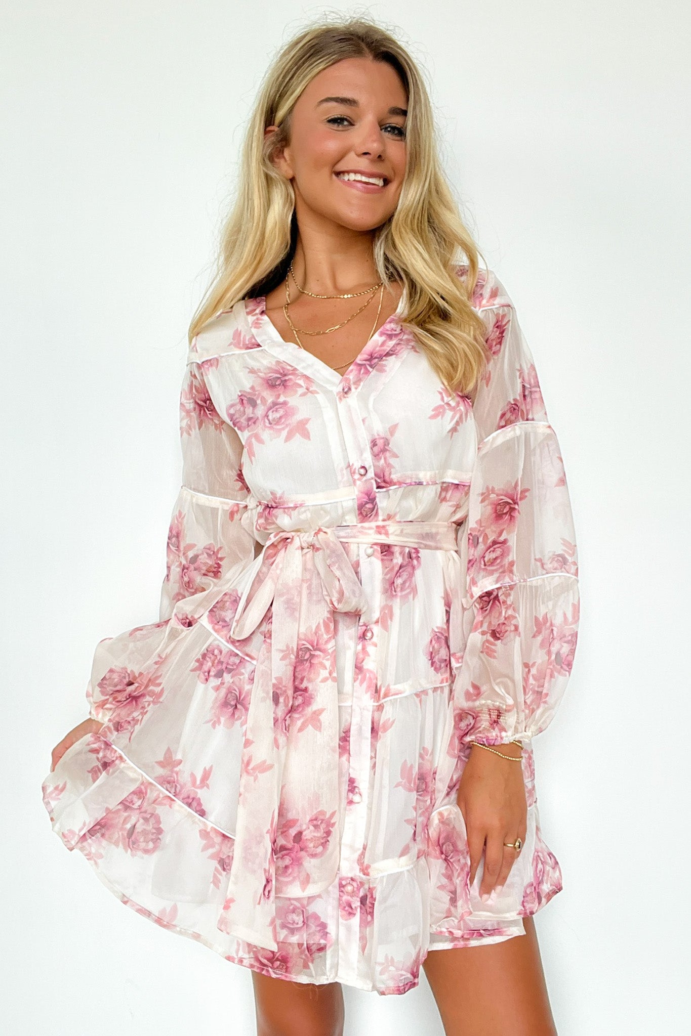  Perfect Concept Long Sleeve Floral Button Up Dress - Madison and Mallory