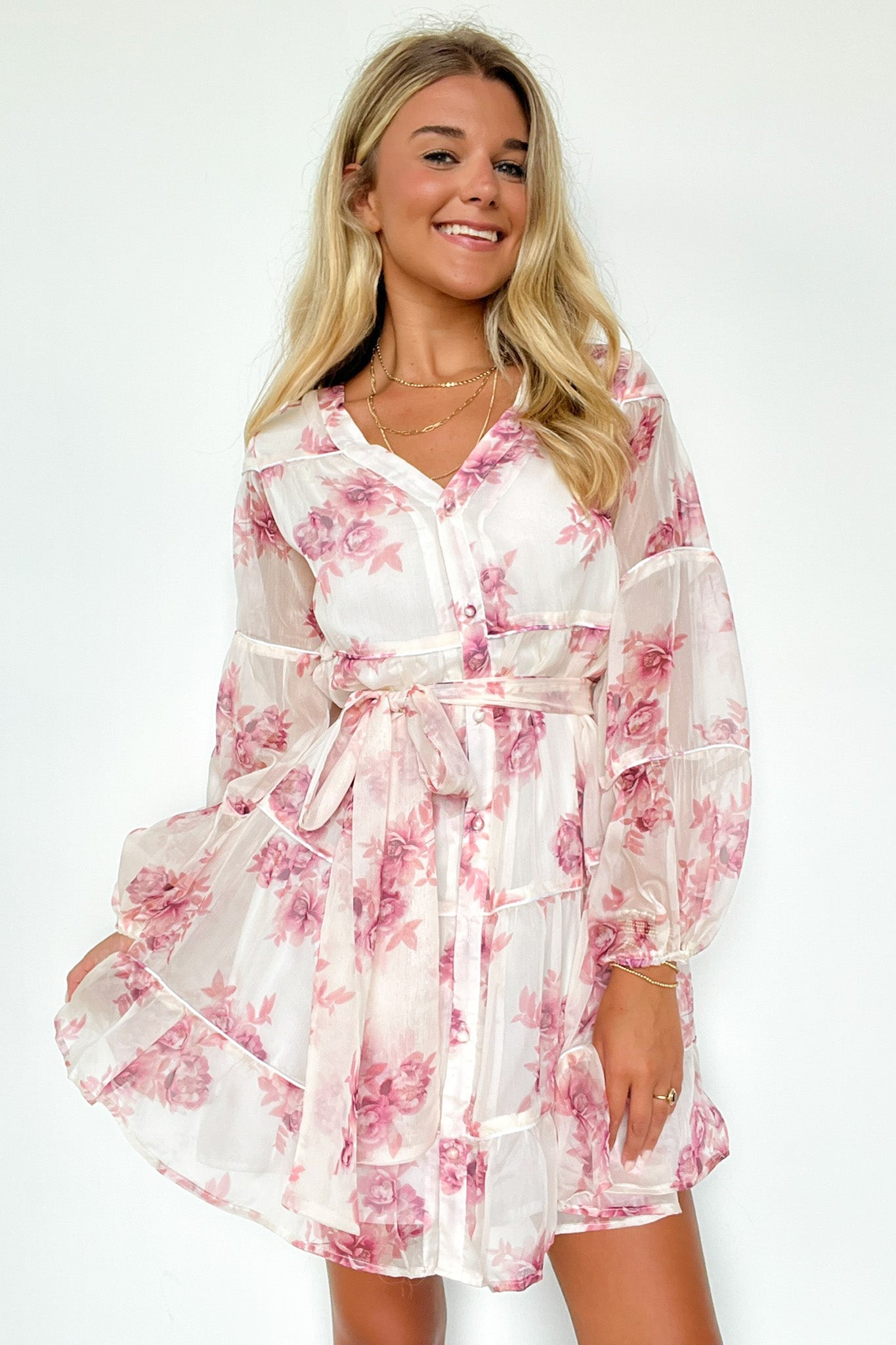 Perfect Concept Long Sleeve Floral Button Up Dress - FINAL SALE - Madison and Mallory