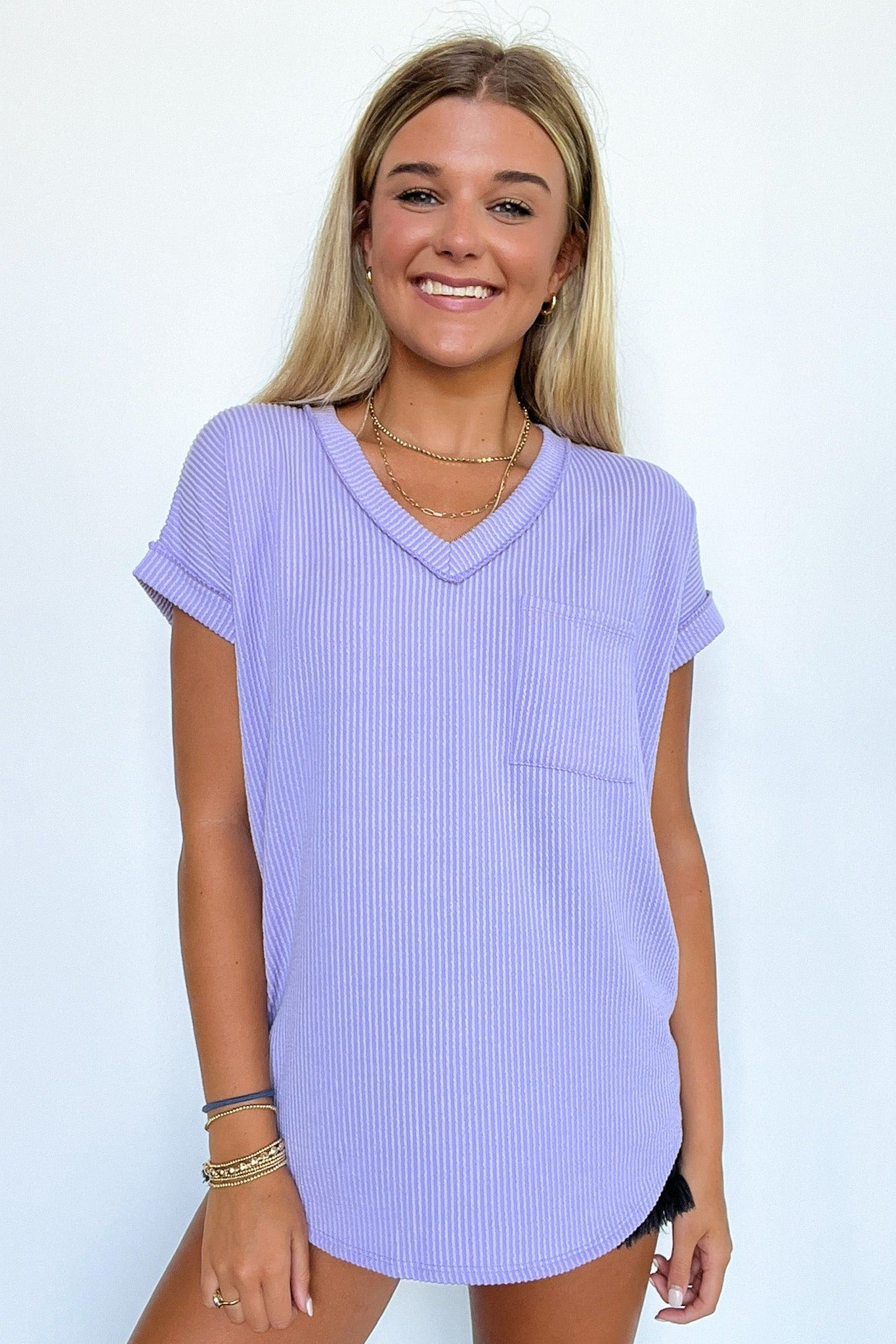  Perfect Essential V-Neck Dolman Pocket Top - Madison and Mallory