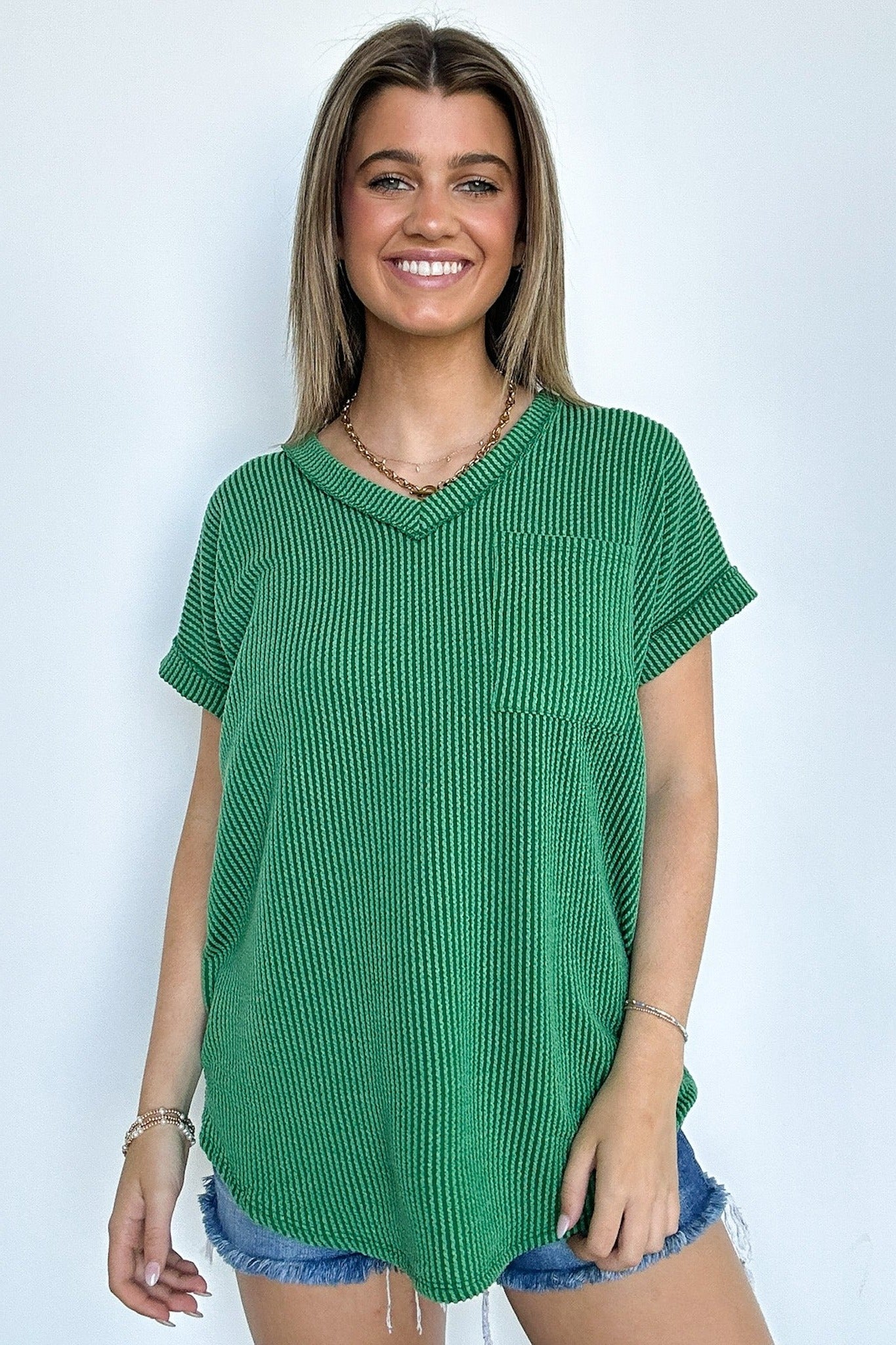  Perfect Essential V-Neck Dolman Pocket Top - Madison and Mallory