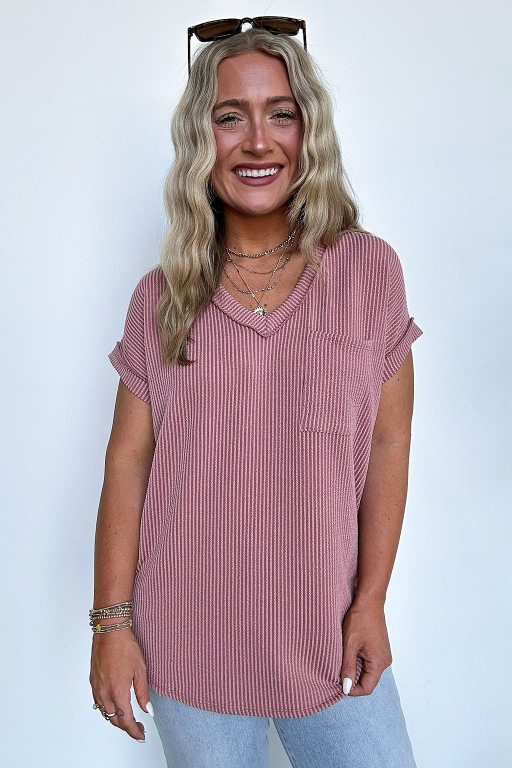  Perfect Essential V-Neck Dolman Pocket Top - Madison and Mallory