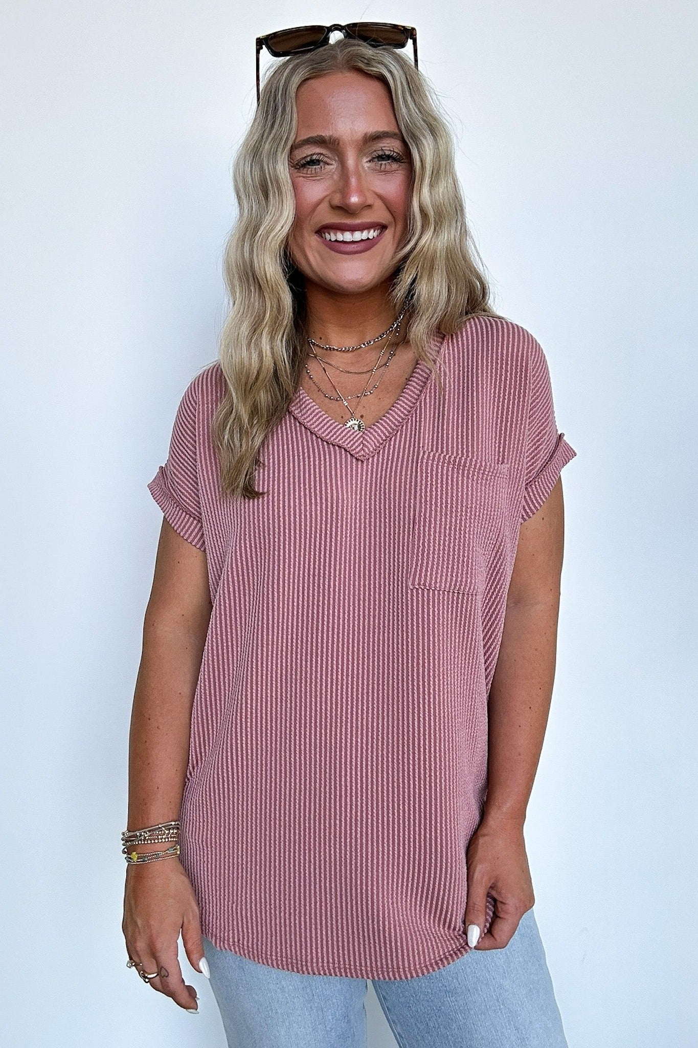  Perfect Essential V-Neck Dolman Pocket Top - Madison and Mallory