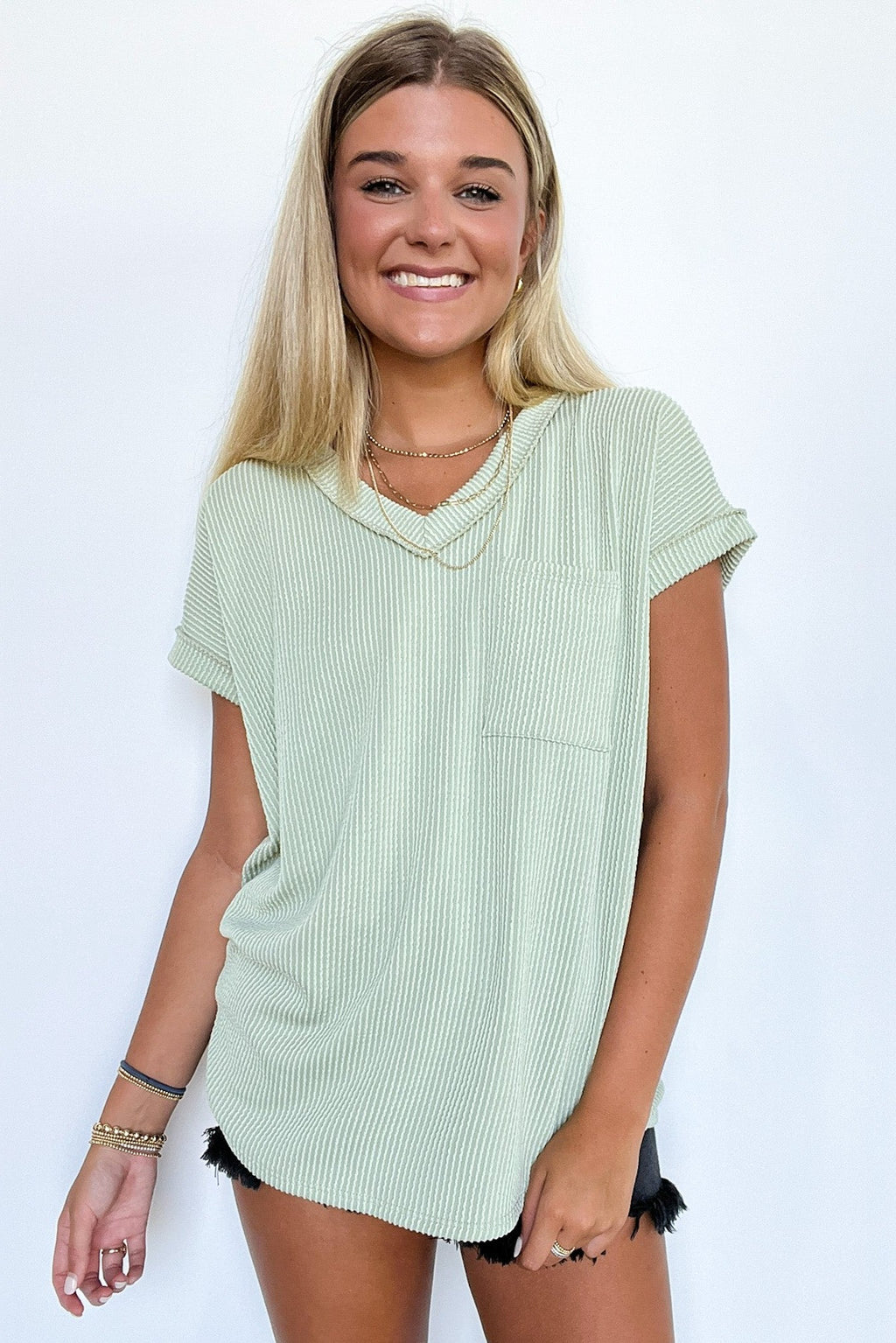  Perfect Essential V-Neck Dolman Pocket Top - Madison and Mallory