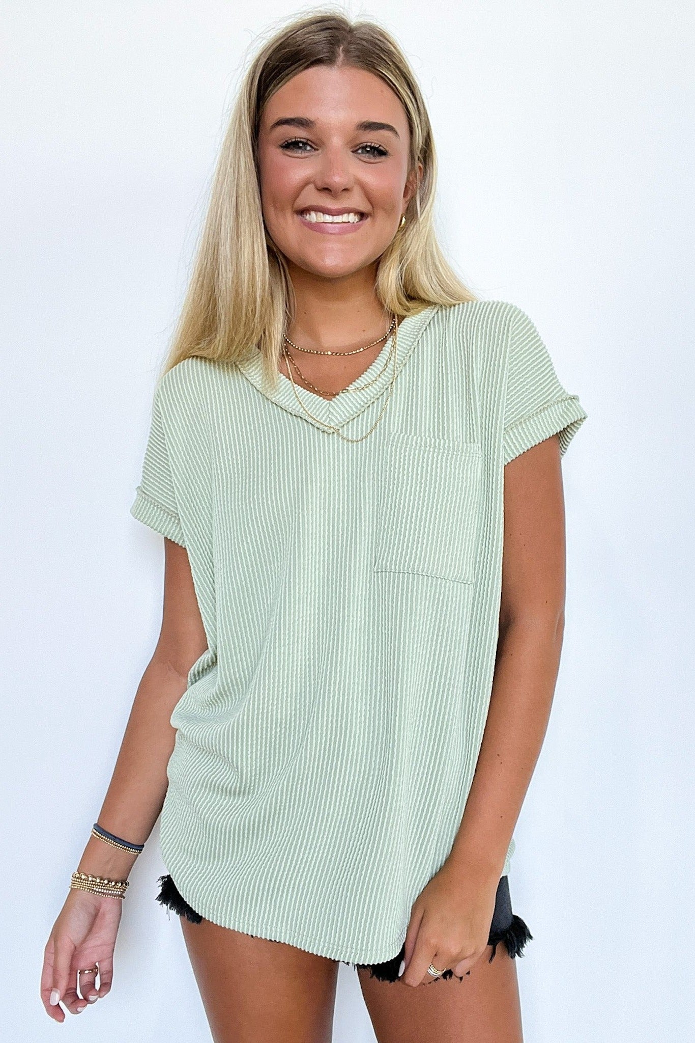  Perfect Essential V-Neck Dolman Pocket Top - Madison and Mallory