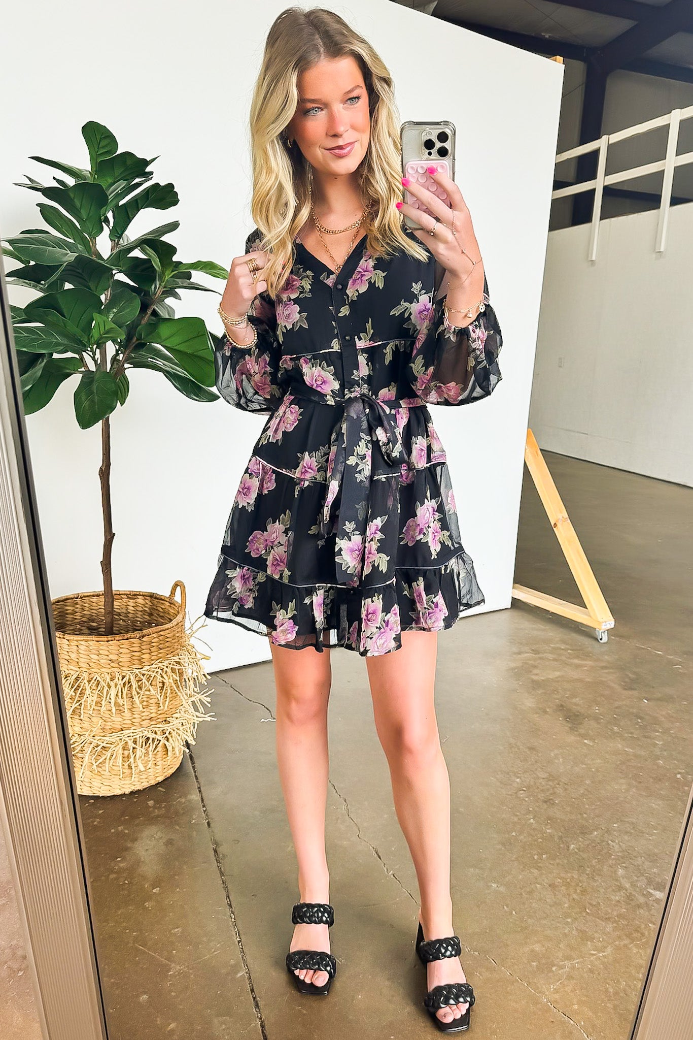 Perfect Concept Long Sleeve Floral Button Up Dress - Madison and Mallory