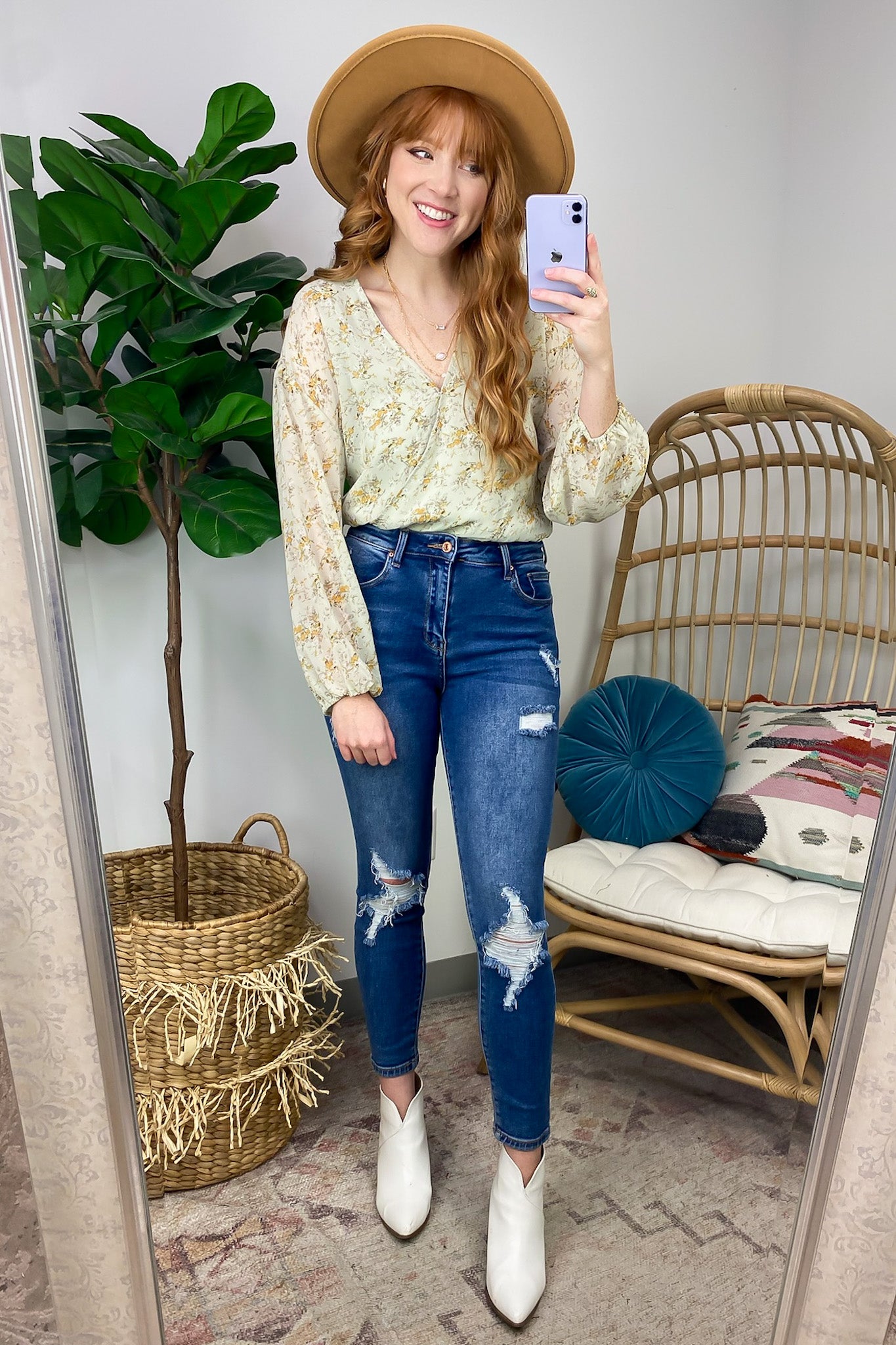  Perfectly Abloom Floral V-Neck Surplice Bodysuit - FINAL SALE - Madison and Mallory