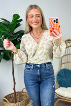  Perfectly Abloom Floral V-Neck Surplice Bodysuit - FINAL SALE - Madison and Mallory
