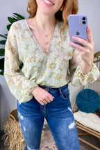  Perfectly Abloom Floral V-Neck Surplice Bodysuit - FINAL SALE - Madison and Mallory
