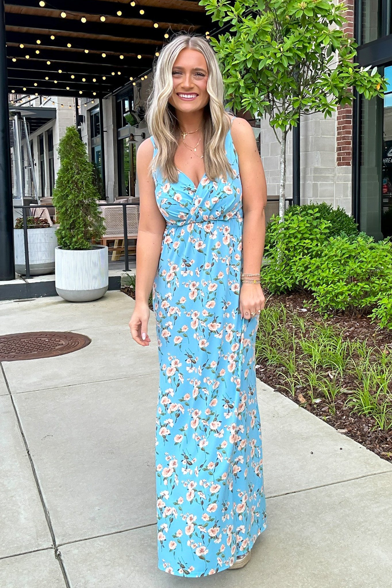 S / Blue Perfectly Flirtatious V-Neck Floral Dress - FINAL SALE - Madison and Mallory