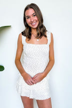 XS / Cream/Pink Petal Daydream Floral Square Neck Ruffle Romper - Madison and Mallory