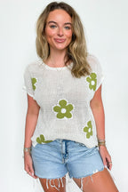Petal Pop Floral Open Weave Knit Top - FINAL SALE - Madison and Mallory