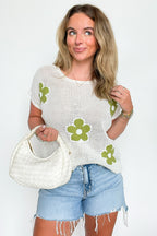 Petal Pop Floral Open Weave Knit Top - FINAL SALE - Madison and Mallory