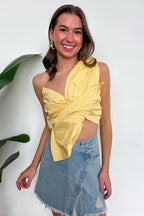 Petal Twist One-Shoulder Knotted Flower Bow Top - Madison and Mallory