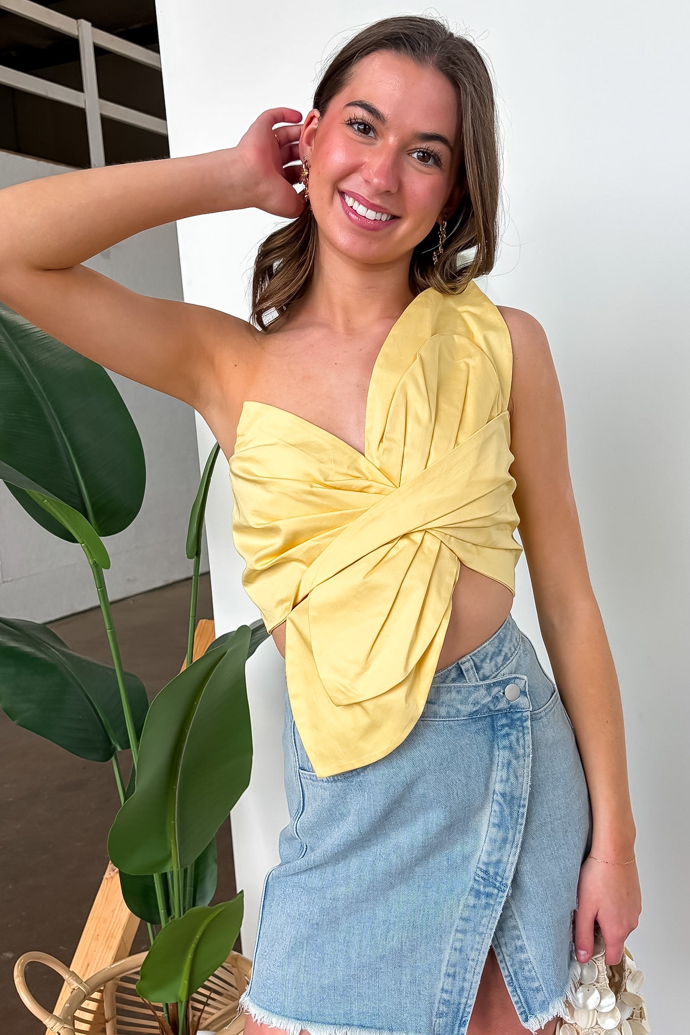 Petal Twist One-Shoulder Knotted Flower Bow Top - Madison and Mallory