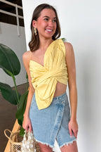Petal Twist One-Shoulder Knotted Flower Bow Top - Madison and Mallory