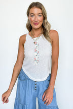 Petal Edge Floral Contrast Tank Top - Madison and Mallory