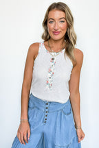 Petal Edge Floral Contrast Tank Top - Madison and Mallory