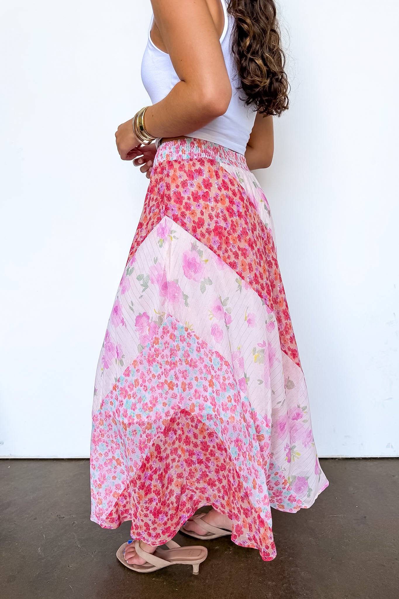 Petal Patchwork Mixed Floral Maxi Skirt - Madison and Mallory