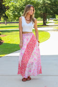 Petal Patchwork Mixed Floral Maxi Skirt - Madison and Mallory