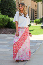Petal Patchwork Mixed Floral Maxi Skirt - Madison and Mallory