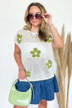Petal Pop Floral Open Weave Knit Top - FINAL SALE - Madison and Mallory