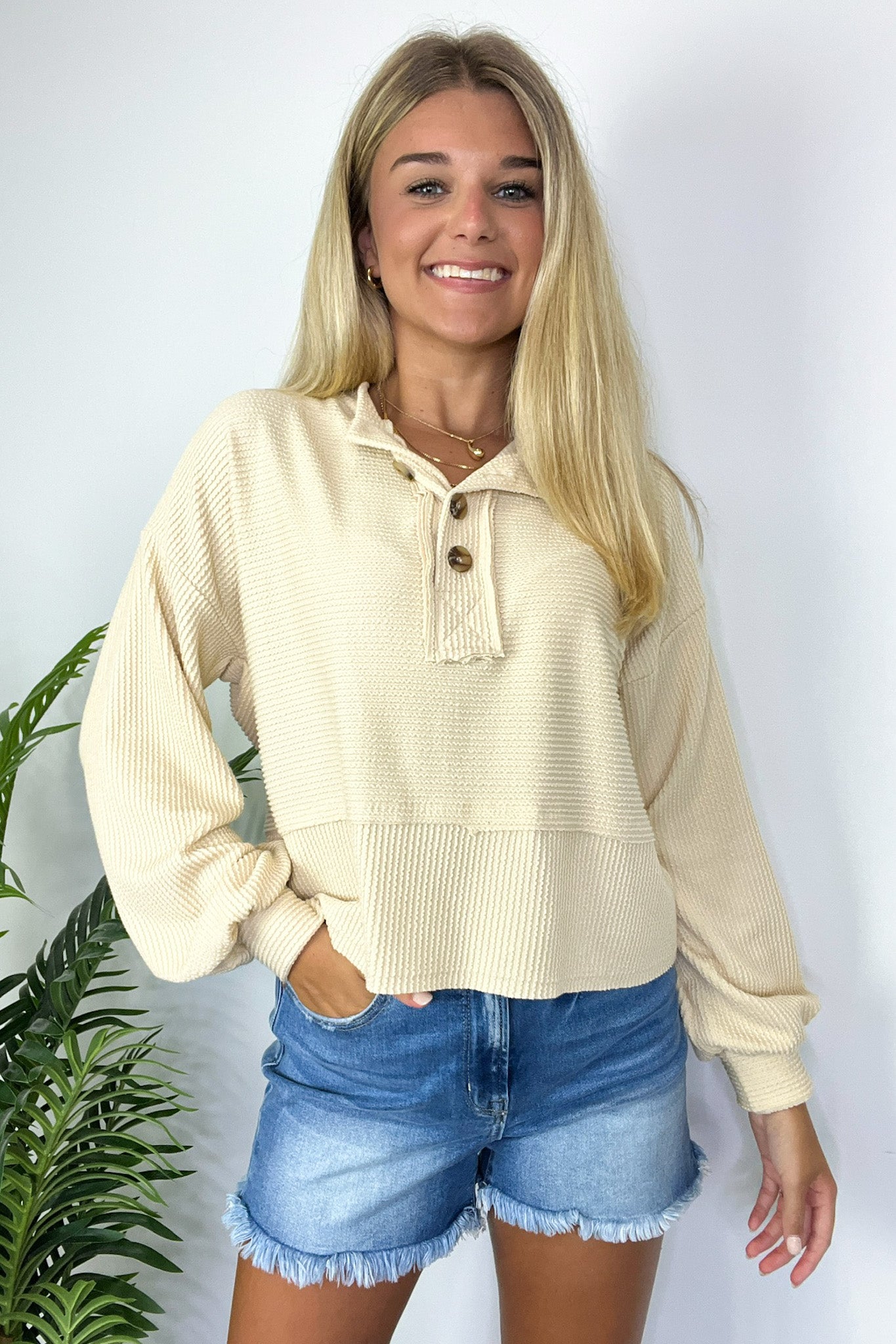  Pheonixx Henley Button Sweater - Madison and Mallory