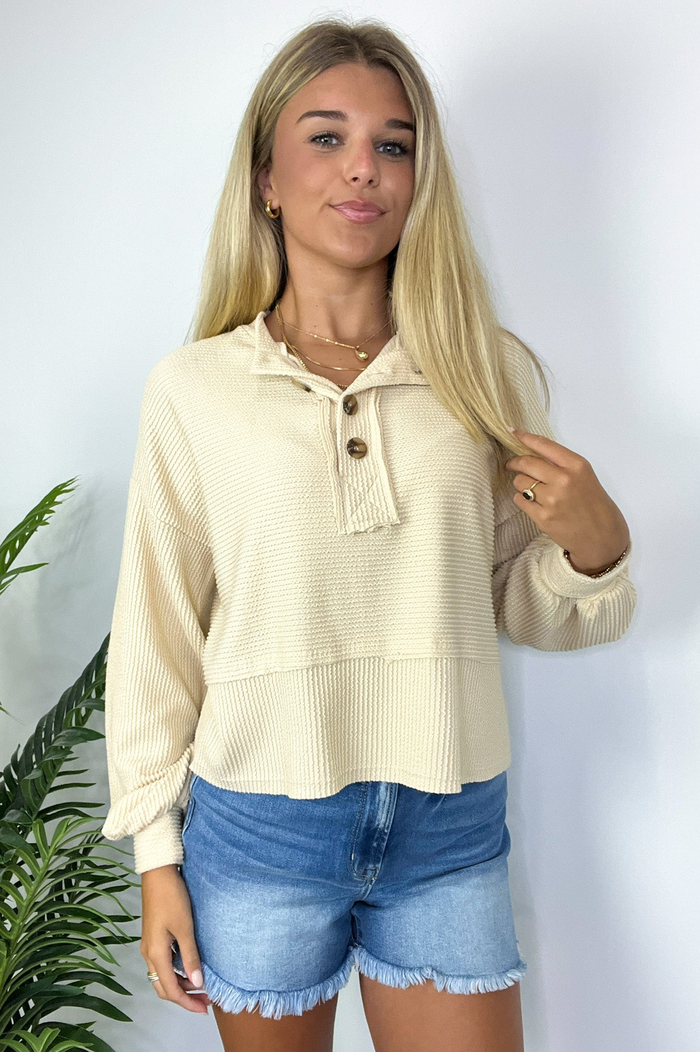  Pheonixx Henley Button Sweater - Madison and Mallory