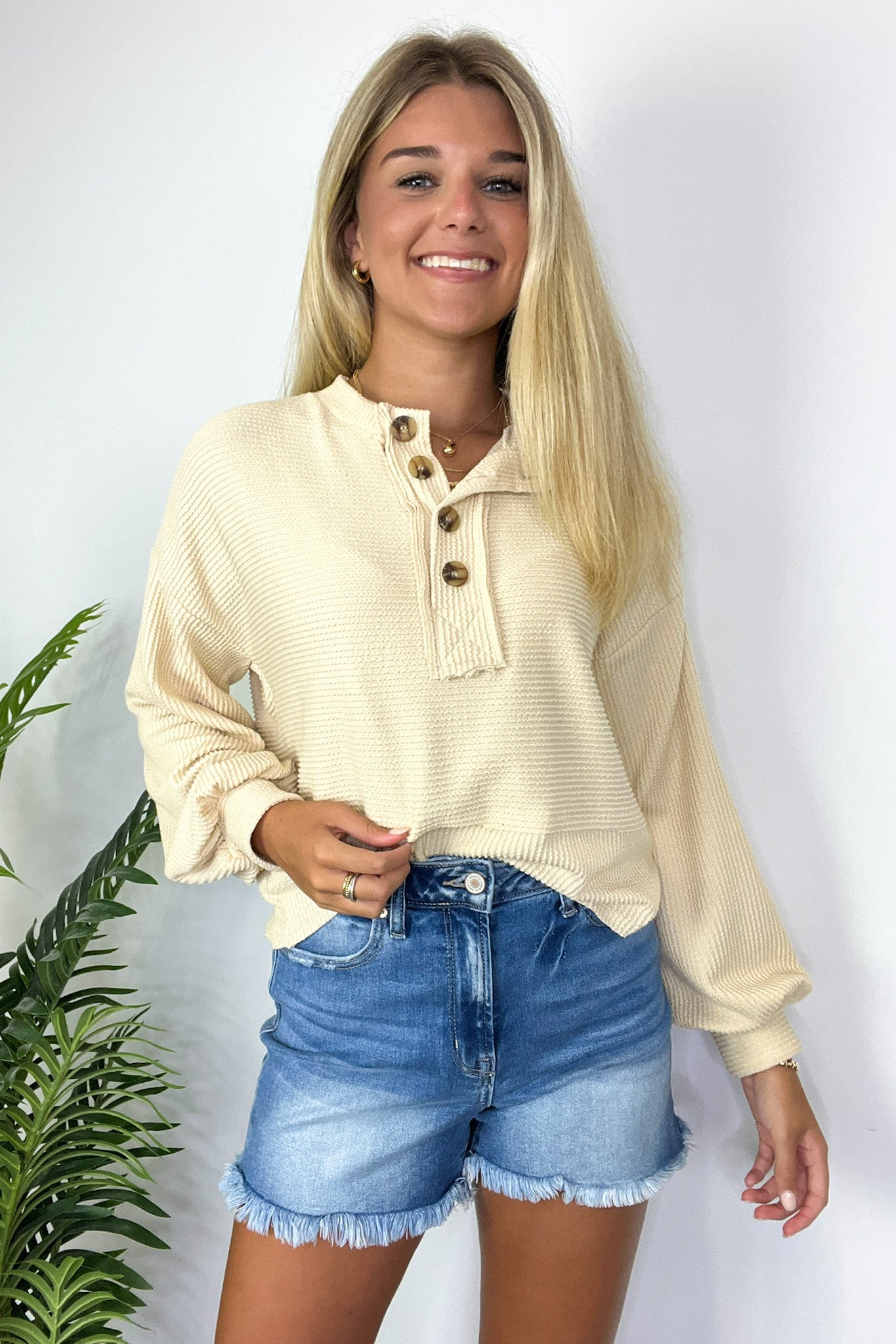  Pheonixx Henley Button Sweater - Madison and Mallory