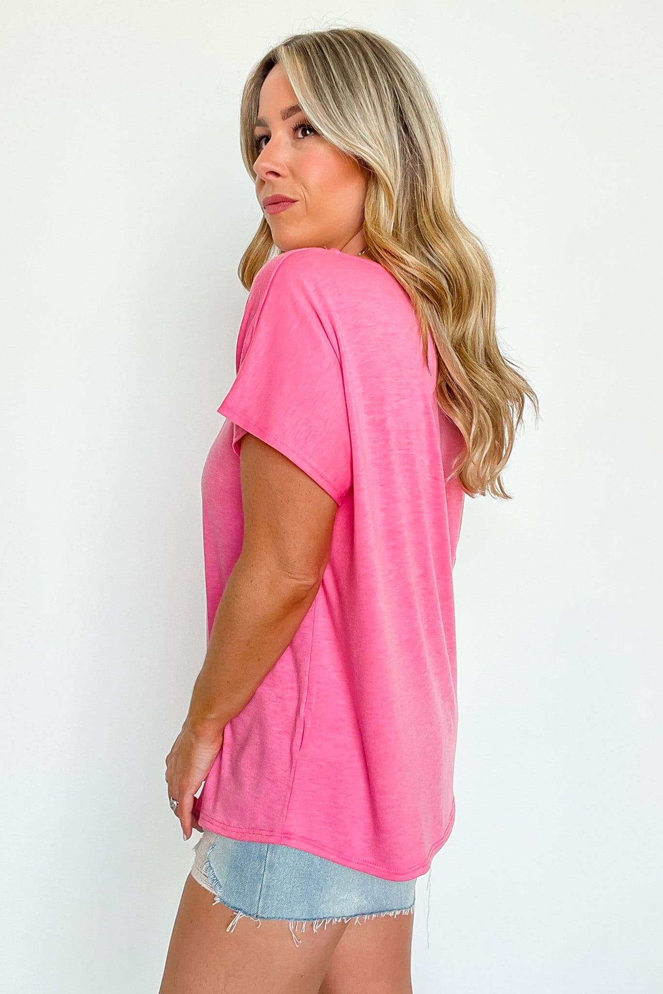  Philippe Cutout V-Neck Short Sleeve Top - FINAL SALE - Madison and Mallory