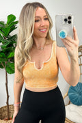 Yellow Gold / SM Philomenah Mineral Wash Ribbed Split Neck Crop Tank - FINAL SALE - Madison and Mallory