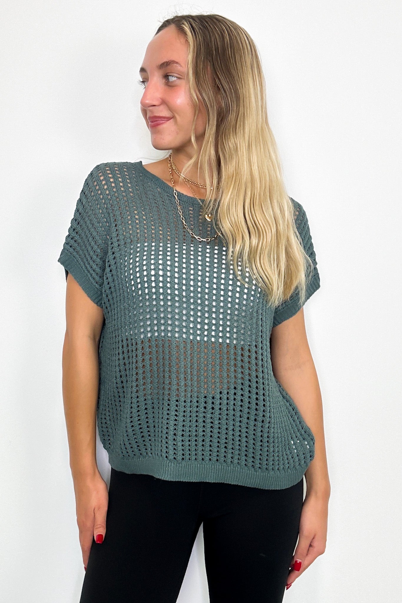 Ash Jade / S Phoebe Viscose Crochet Knit Top - Madison and Mallory