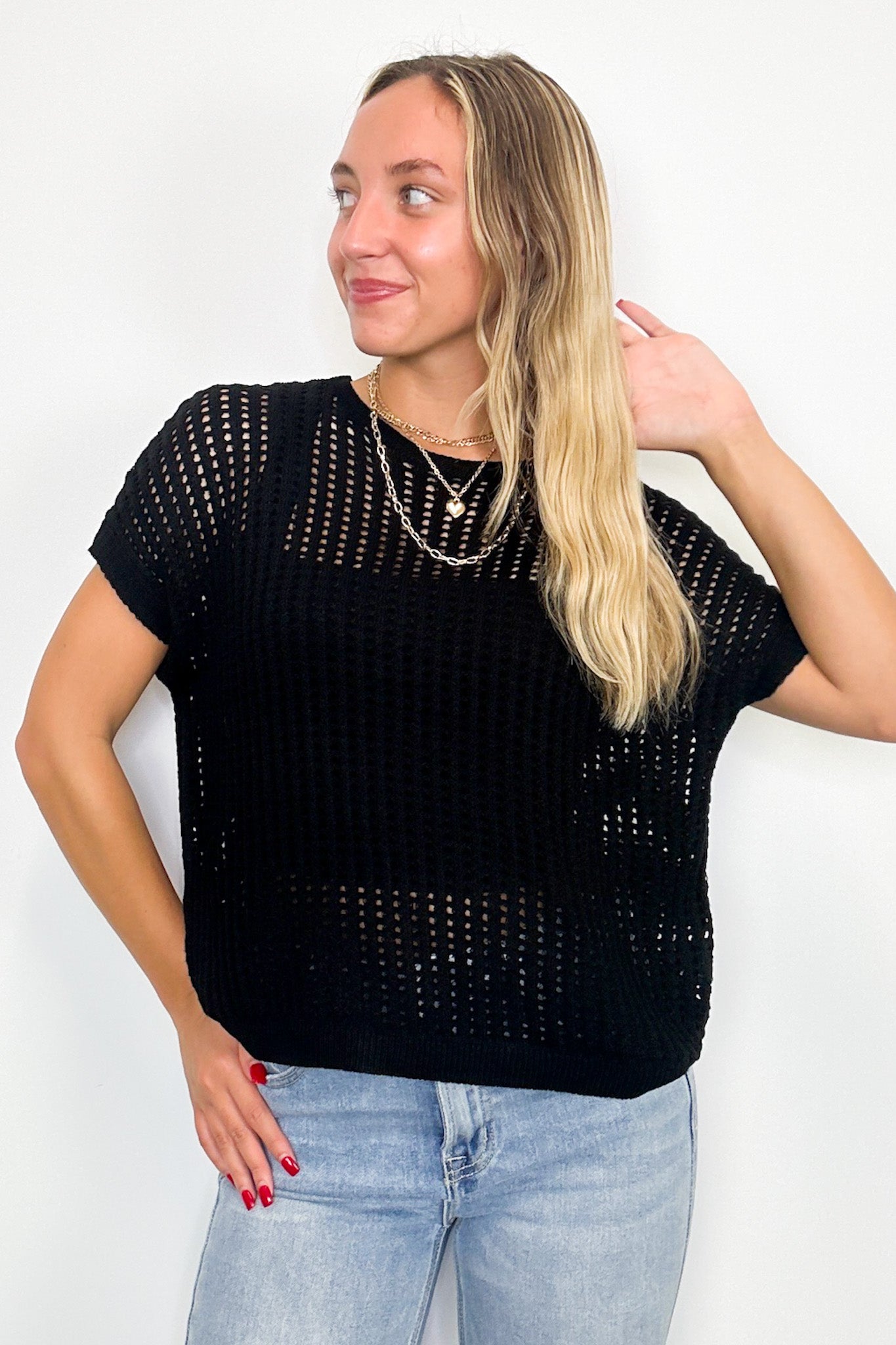  Phoebe Viscose Crochet Knit Top - Madison and Mallory