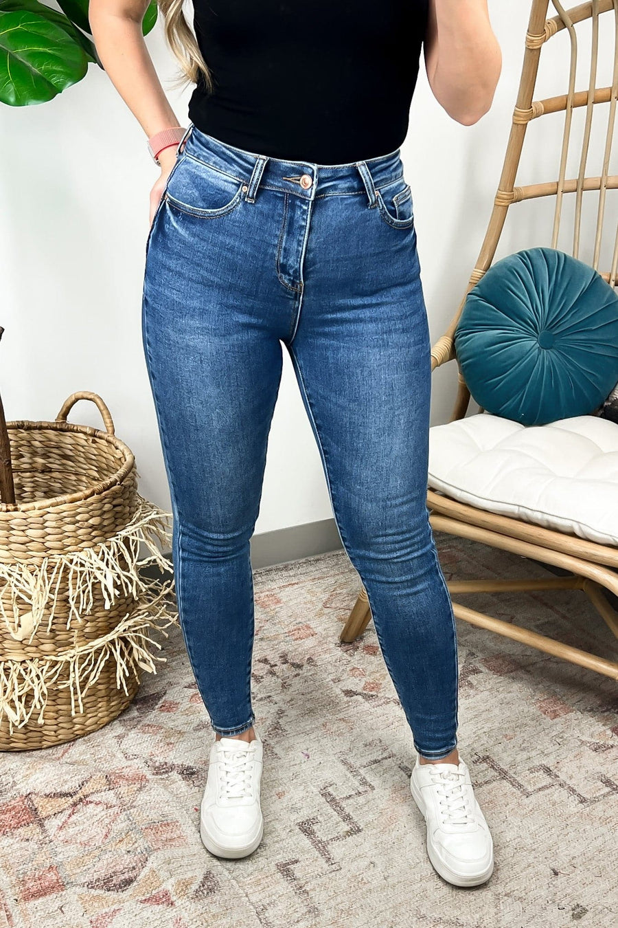 Medium Blue / 0 Phoebee Push-Up Skinny Jeans - Madison and Mallory